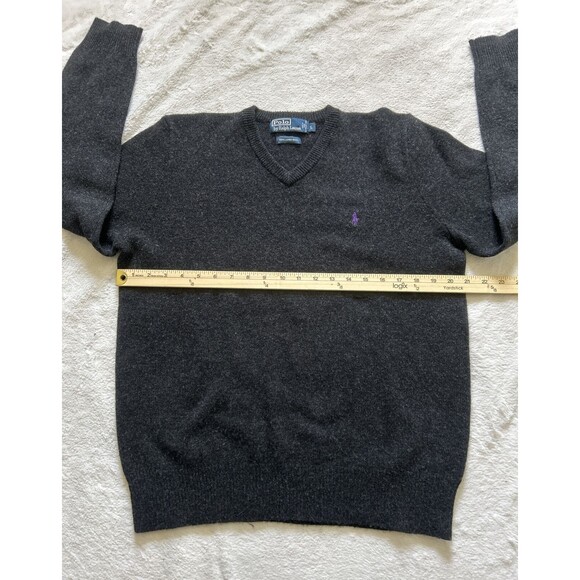 Polo Ralph Lauren 100% Lambs Wool Italian Yarn Sweater Pullover Gray Size Large - Picture 4 of 7